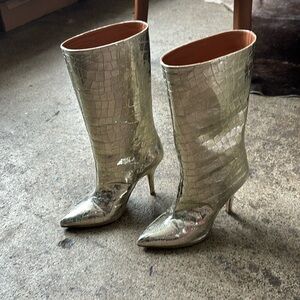 Spectacular metallic croc-finish Paris Texas stiletto boots
